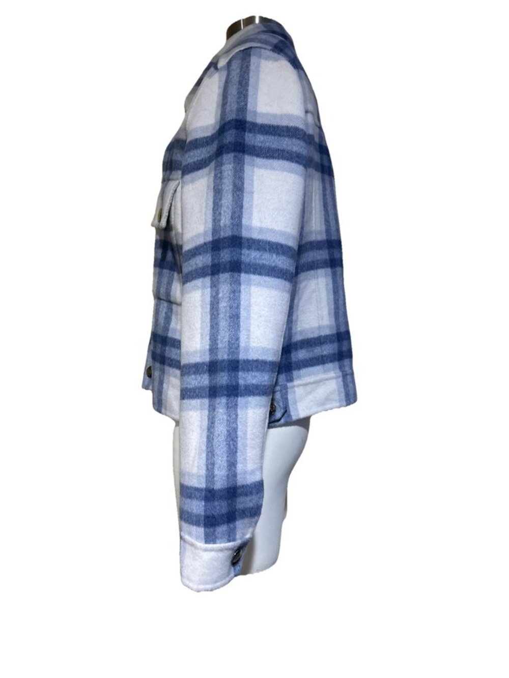 Rails Steffi Jacket Ivory Bay medium Wool Blend Plaid Cropped Shacket Boxy - Picture 8 of 16